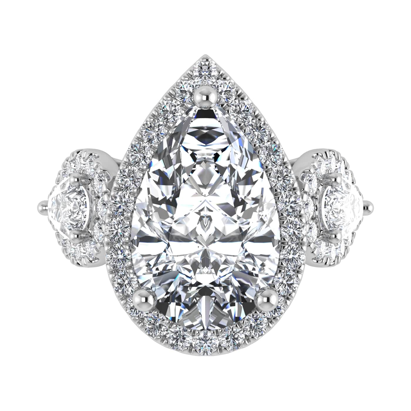 14K White Gold Lab Grown Diamond 5 1/4 Ct.Tw. Engagement Ring (IGI Certified Center 4ct)