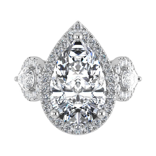 14K White Gold Lab Grown Diamond 5 1/4 Ct.Tw. Engagement Ring (IGI Certified Center 4ct)