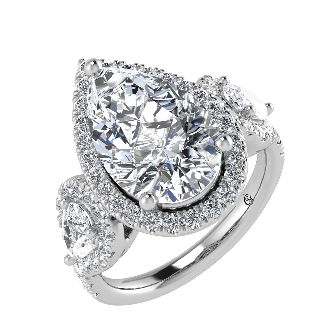 14K White Gold Lab Grown Diamond 5 1/4 Ct.Tw. Engagement Ring (IGI Certified Center 4ct)