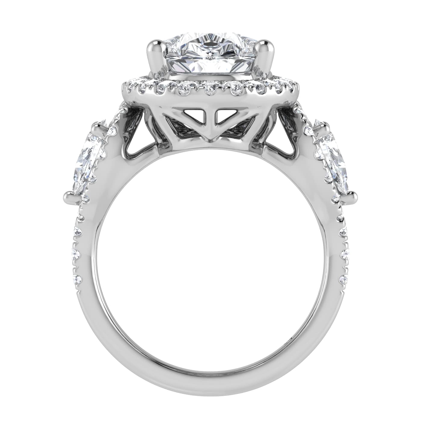 14K White Gold Lab Grown Diamond 5 1/4 Ct.Tw. Engagement Ring (IGI Certified Center 4ct)