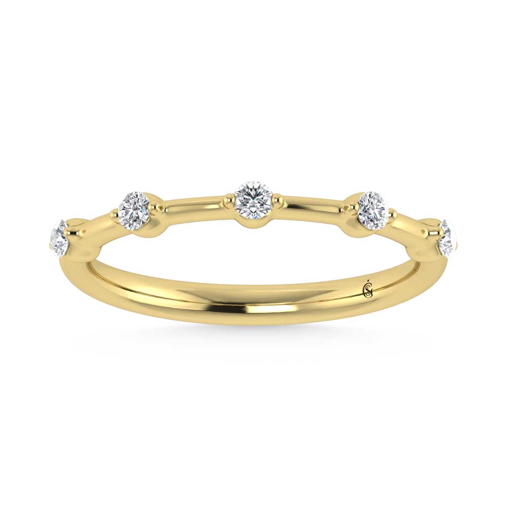 14K Yellow Gold Lab Grown Diamond 1/8 Ct.Tw. Stackable Band