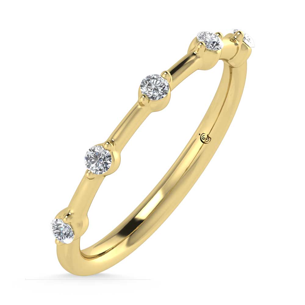 14K Yellow Gold Lab Grown Diamond 1/8 Ct.Tw. Stackable Band