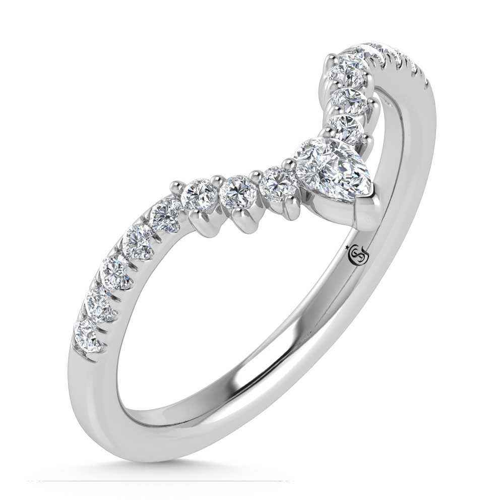 14K White Gold  1/3 Ct.Tw. Lab Grown Diamond Chevron Band