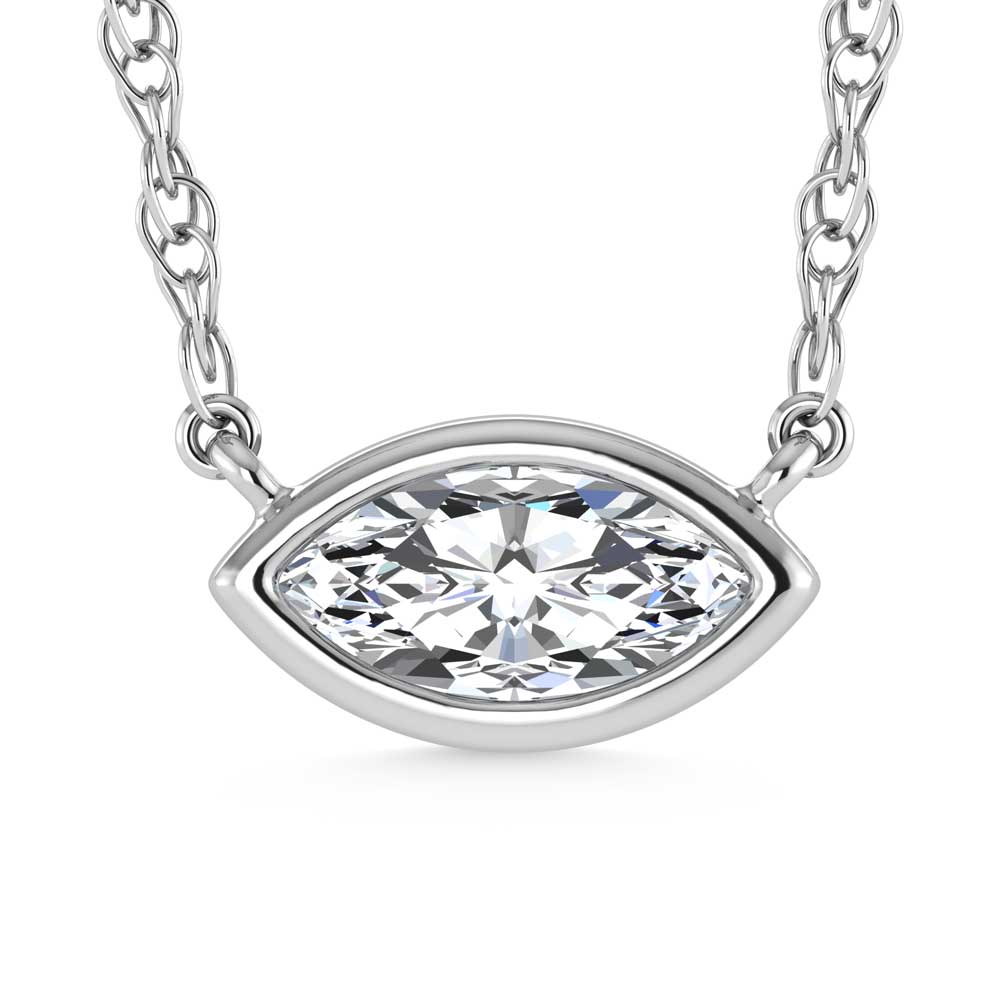 14K White Gold Lab Grown Diamond 1/2 Ct.Tw. Marquise Shape Solitaire Necklace - 16 inches
