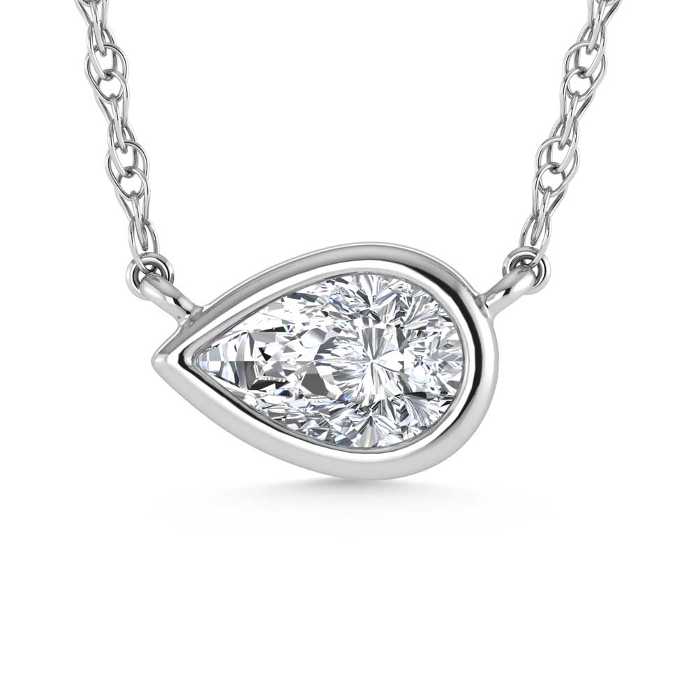 14K White Gold Lab Grown Diamond 1/2 Ct.Tw. Pear Shape Solitaire Necklace - 16 inches