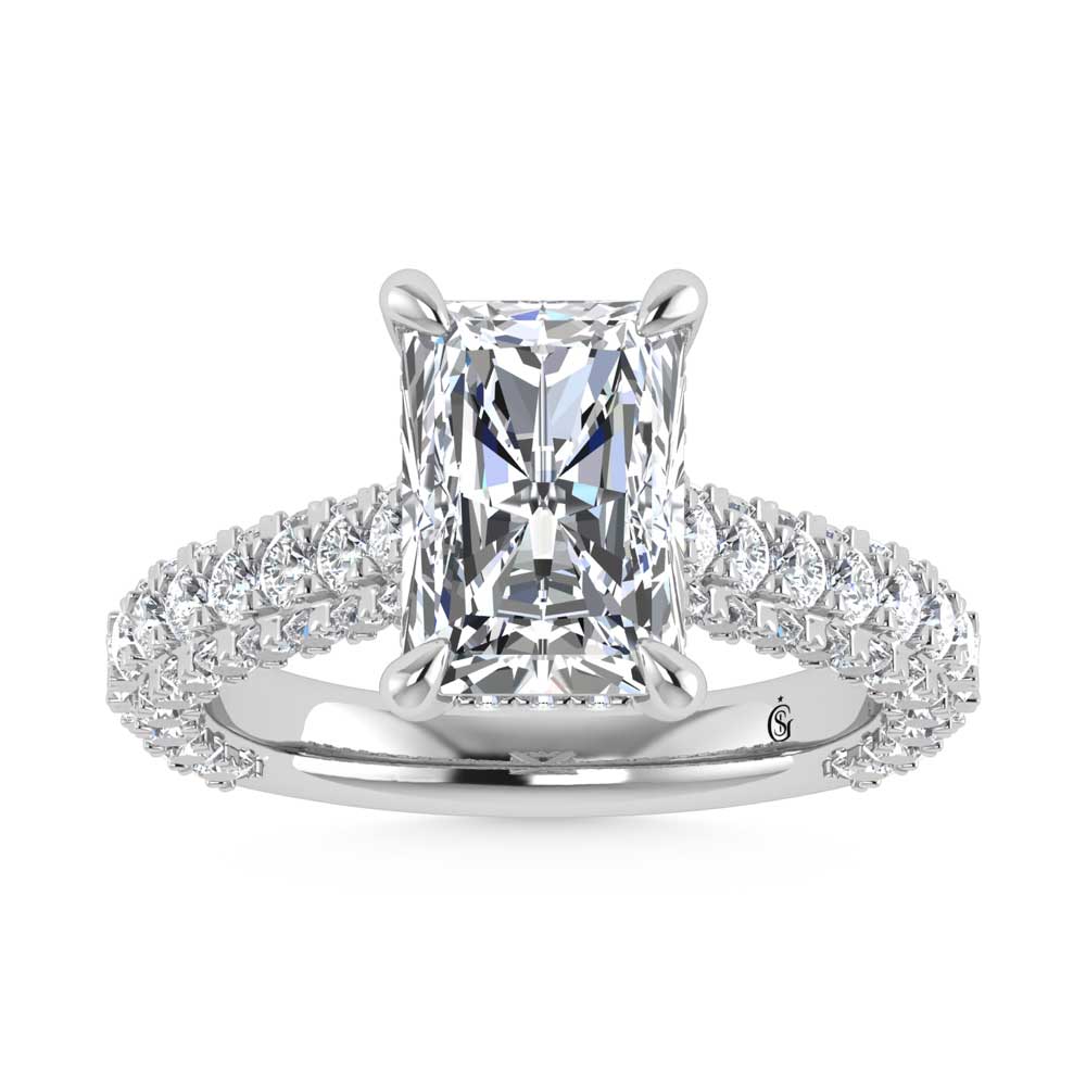 14K White Gold Lab Grown Diamond 4 1/4 Ct.Tw. Radiant Shape Engagement Ring (IGI Certified Center 3ct)