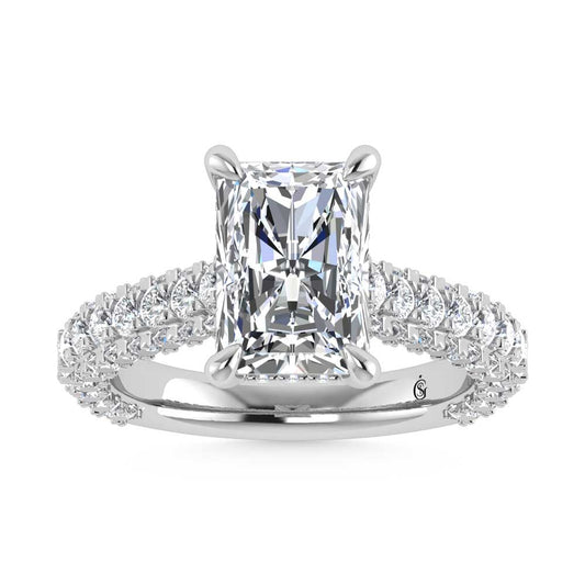14K White Gold Lab Grown Diamond 4 1/4 Ct.Tw. Radiant Shape Engagement Ring (IGI Certified Center 3ct)