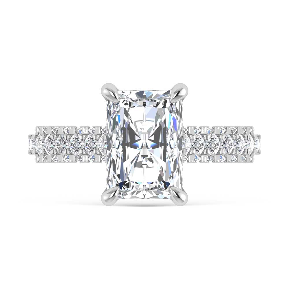 14K White Gold Lab Grown Diamond 4 1/4 Ct.Tw. Radiant Shape Engagement Ring (IGI Certified Center 3ct)
