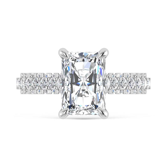 14K White Gold Lab Grown Diamond 4 1/4 Ct.Tw. Radiant Shape Engagement Ring (IGI Certified Center 3ct)