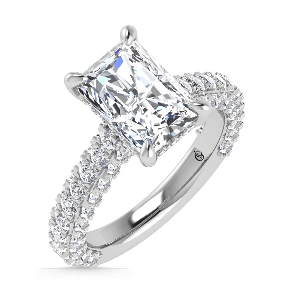 14K White Gold Lab Grown Diamond 4 1/4 Ct.Tw. Radiant Shape Engagement Ring (IGI Certified Center 3ct)