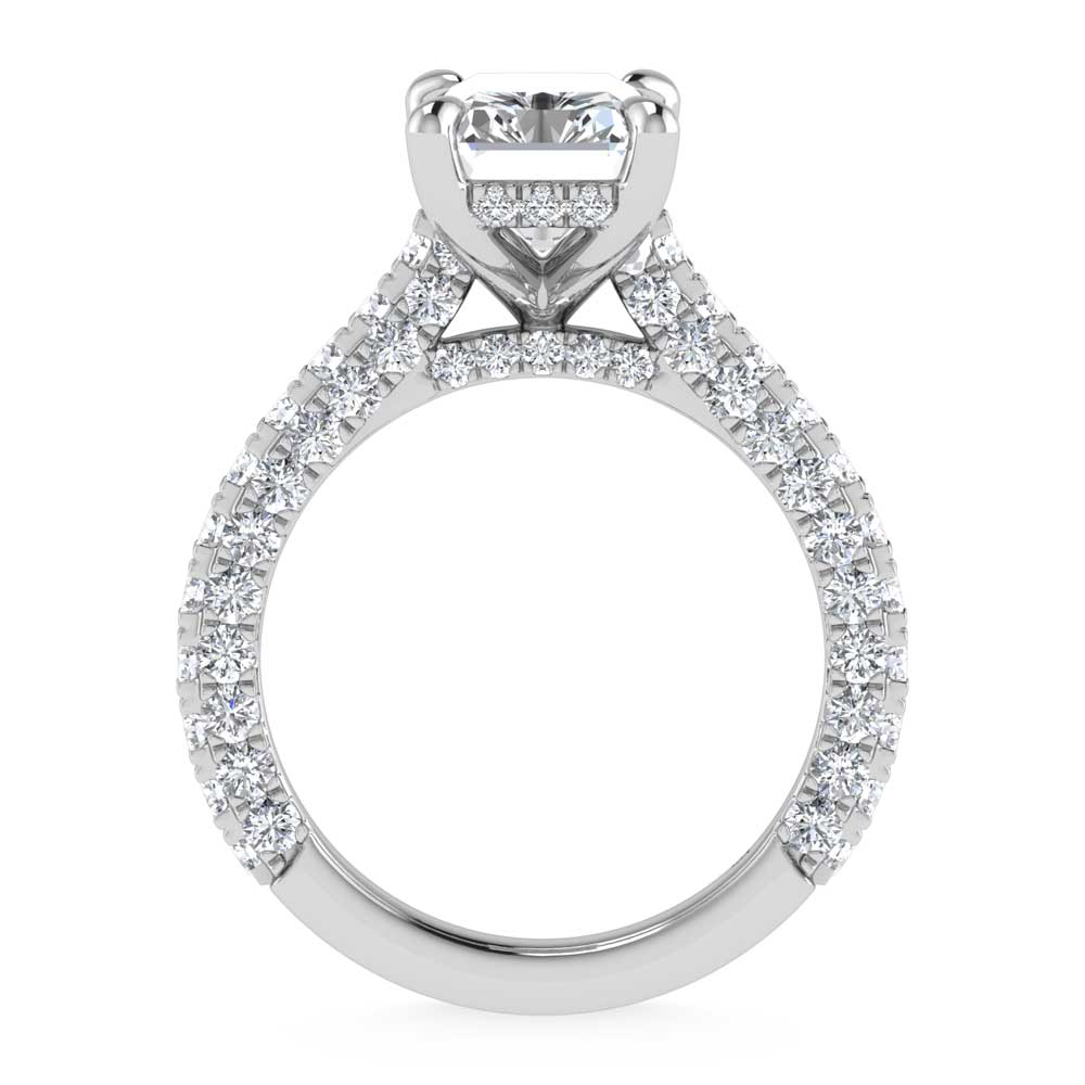 14K White Gold Lab Grown Diamond 4 1/4 Ct.Tw. Radiant Shape Engagement Ring (IGI Certified Center 3ct)