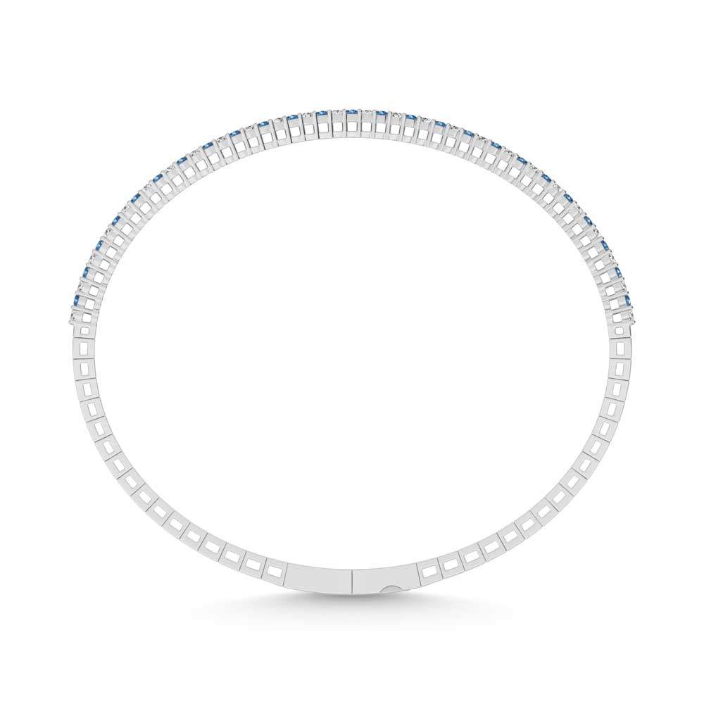 14K White Gold  1 Ct.Tw.  Alternate white and Blue Lab Grown Diamond Bangle