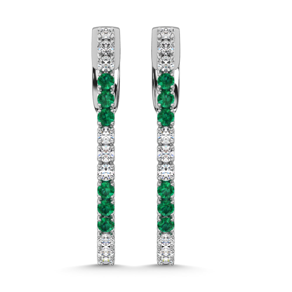 14K White Gold Lab Grown White and Emerald Diamond 5/8 Ct.Tw. Earrings