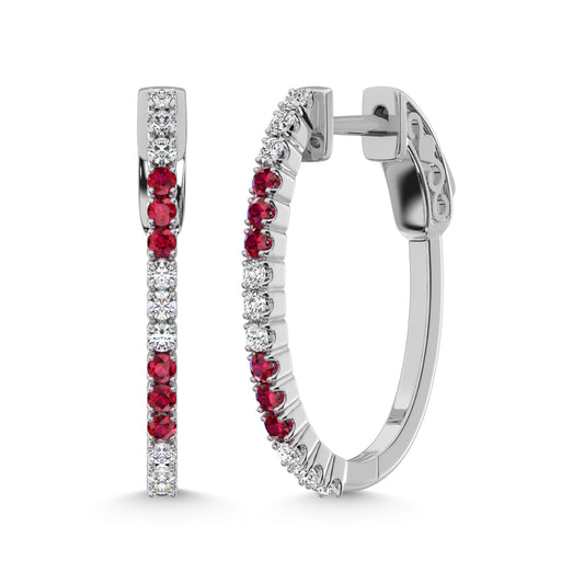 14K White Gold Lab Grown White and Pink Diamond 5/8 Ct.Tw. Earrings