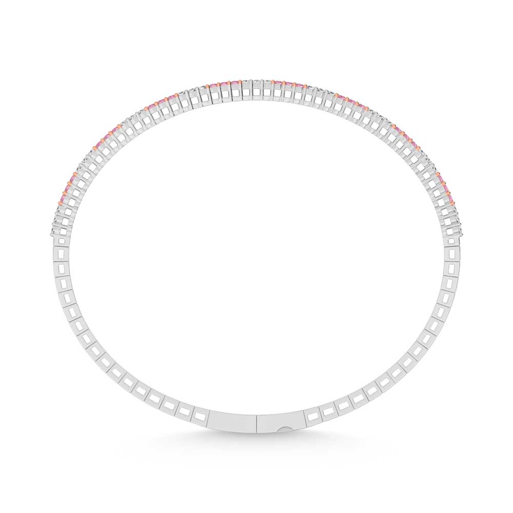 14K White Gold  1 Ct.Tw.  Alternate 3 white and 3 Pink Lab Grown Diamond Bangle
