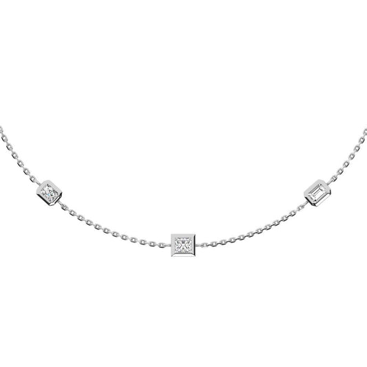 14K White Gold Lab Grown Fancy Diamond 3/4 Ct.Tw. 7 Stone Necklace