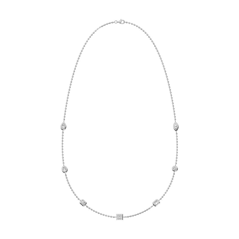 14K White Gold Lab Grown Fancy Diamond 3/4 Ct.Tw. 7 Stone Necklace