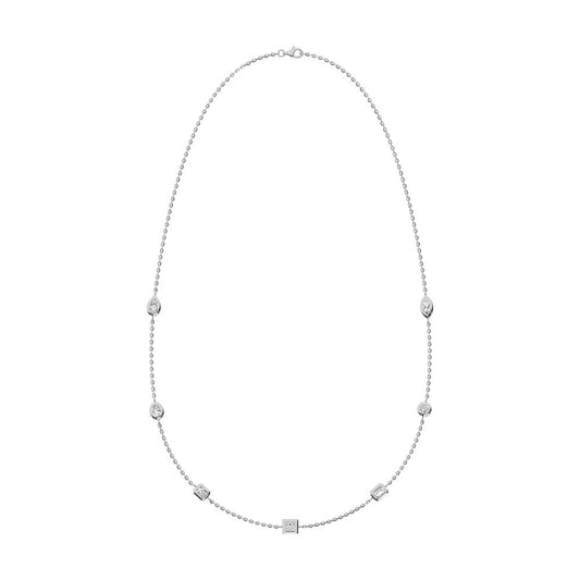 14K White Gold Lab Grown Fancy Diamond 3/4 Ct.Tw. 7 Stone Necklace