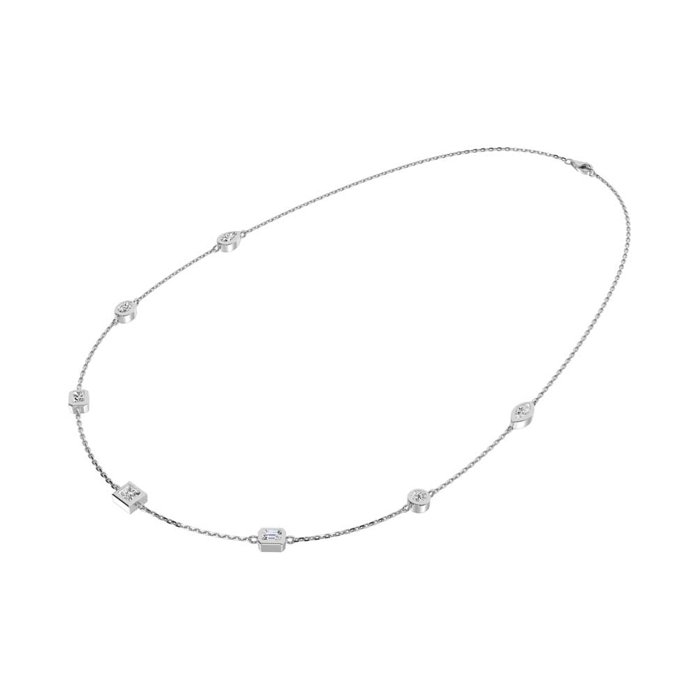 14K White Gold Lab Grown Fancy Diamond 3/4 Ct.Tw. 7 Stone Necklace