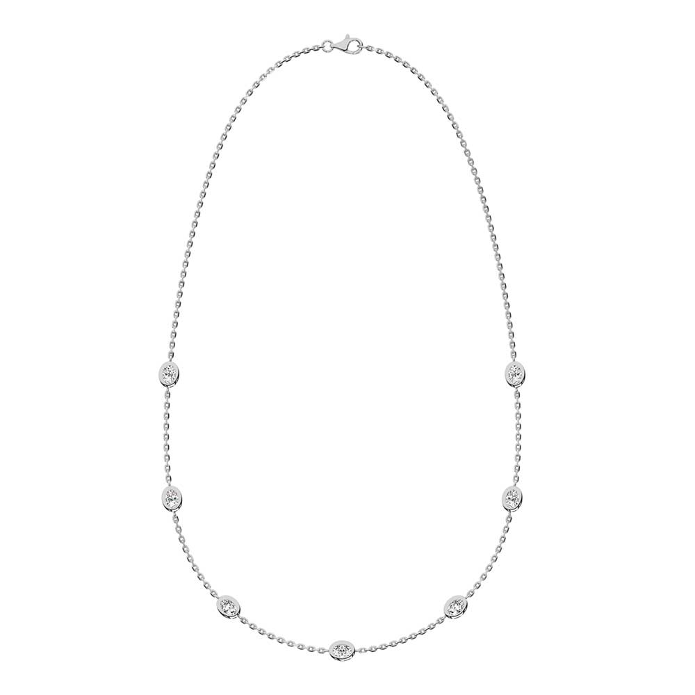 14K White Gold Oval Shape Lab Grown Diamond 5/8 Ct.Tw. 7 Stone Necklace