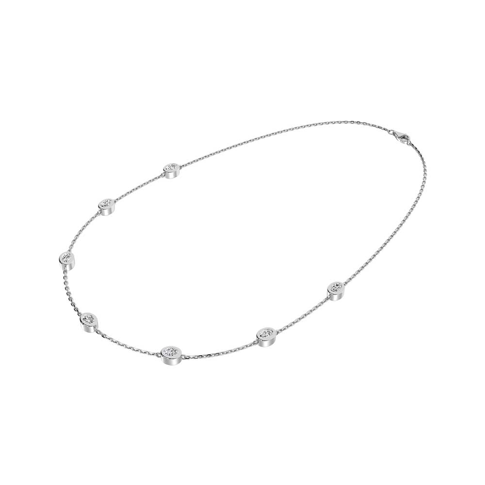 14K White Gold Oval Shape Lab Grown Diamond 5/8 Ct.Tw. 7 Stone Necklace