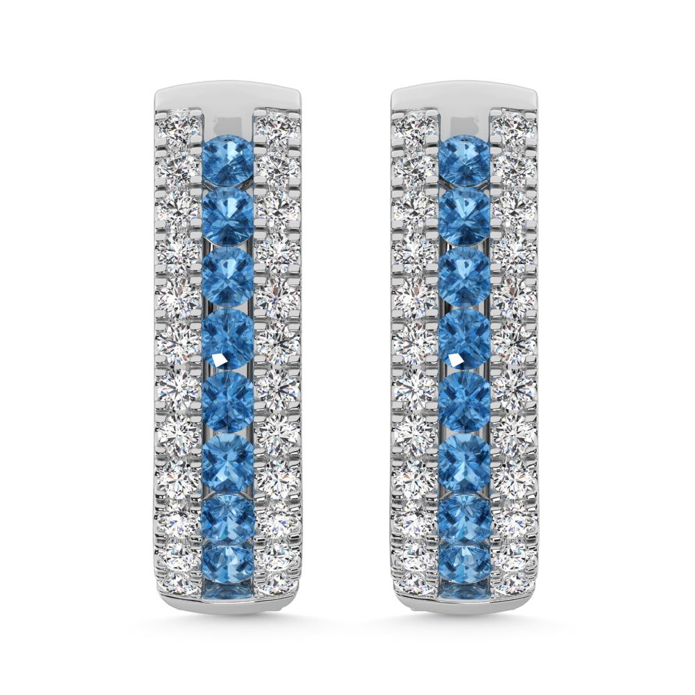 14K White Gold Lab Grown Diamond 1 Ct.Tw. Earrings (Center Row Blue Diamond)
