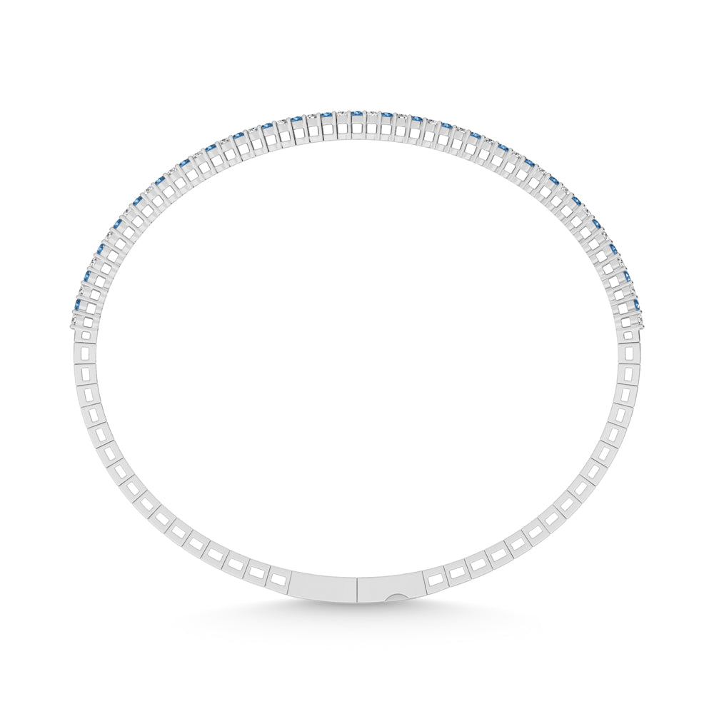 14K White Gold 1 Ct.Tw. Alternate Blue and White Lab Grown Diamond Flexi Bangle