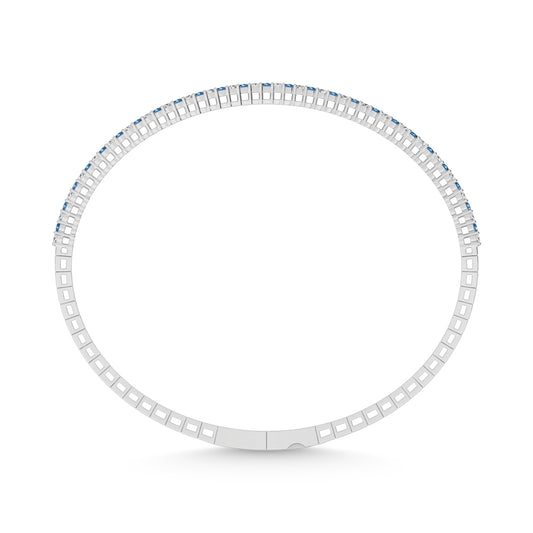 14K White Gold 1 Ct.Tw. Alternate Blue and White Lab Grown Diamond Flexi Bangle