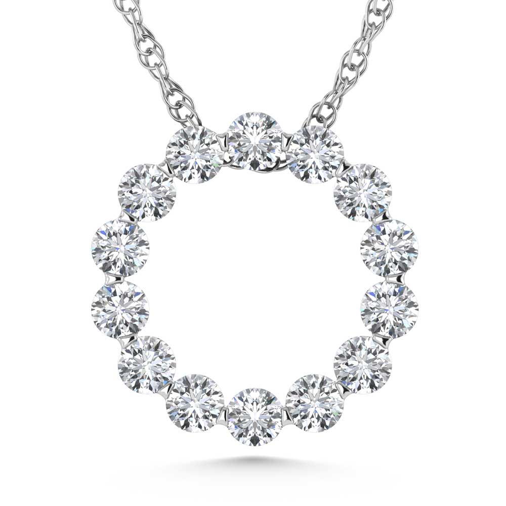 14K White Gold Lab Grown Diamond 1 Ct.Tw. Circle Pendant
