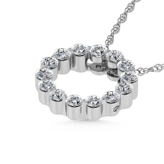 14K White Gold Lab Grown Diamond 1 Ct.Tw. Circle Pendant