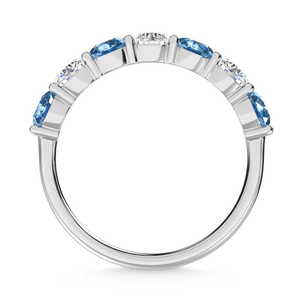 14K White Gold  2 Ct.Tw. 7 Stone Alternate White and Blue Lab Grown Diamond Band