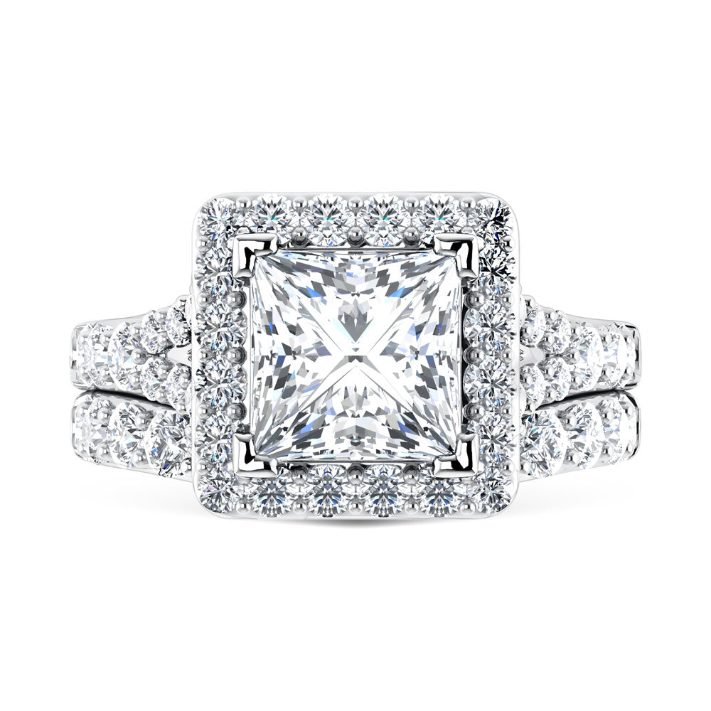 14K White Gold 4 7/8 Ct.Tw. Lab Grown Diamond Bridal Ring (IGI Certified Center 3ct)