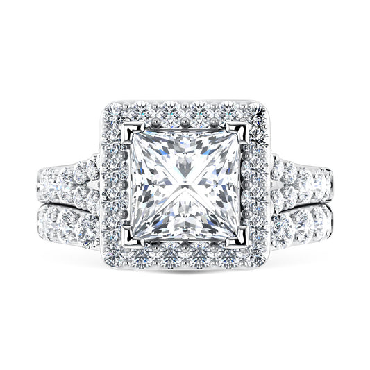 14K White Gold 4 7/8 Ct.Tw. Lab Grown Diamond Bridal Ring (IGI Certified Center 3ct)