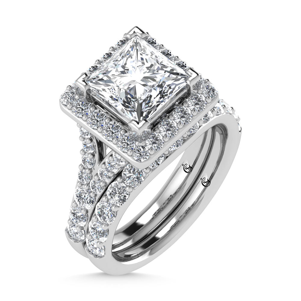 14K White Gold 4 7/8 Ct.Tw. Lab Grown Diamond Bridal Ring (IGI Certified Center 3ct)