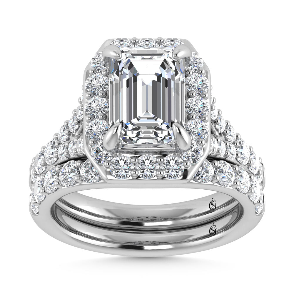 14K White Gold 4 7/8 Ct.Tw. Lab Grown Diamond Bridal Ring (IGI Certified Center 3ct)