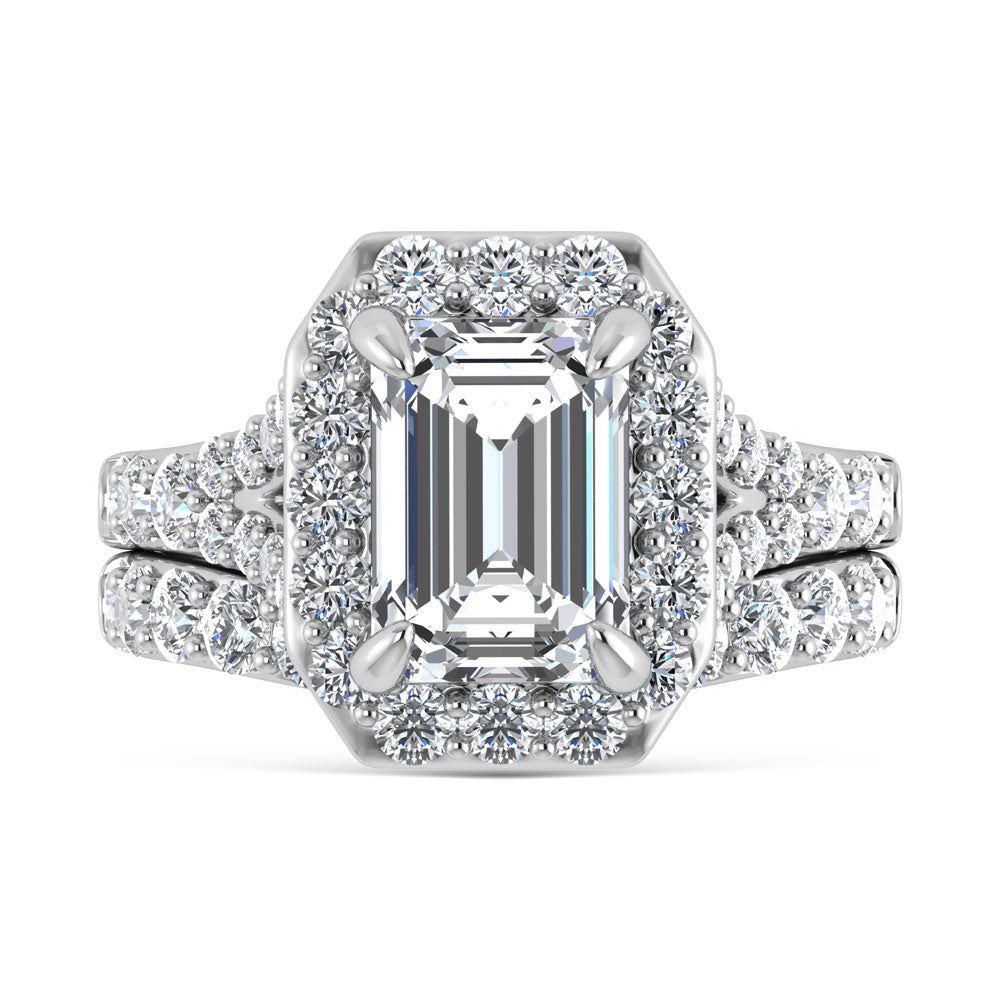 14K White Gold 4 7/8 Ct.Tw. Lab Grown Diamond Bridal Ring (IGI Certified Center 3ct)