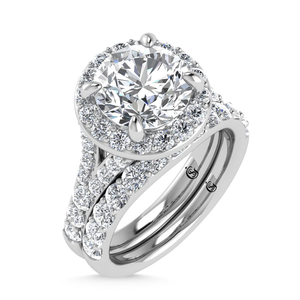 14K White Gold 4 7/8 Ct.Tw. Lab Grown Diamond Bridal Ring (IGI Certified Center 3ct)