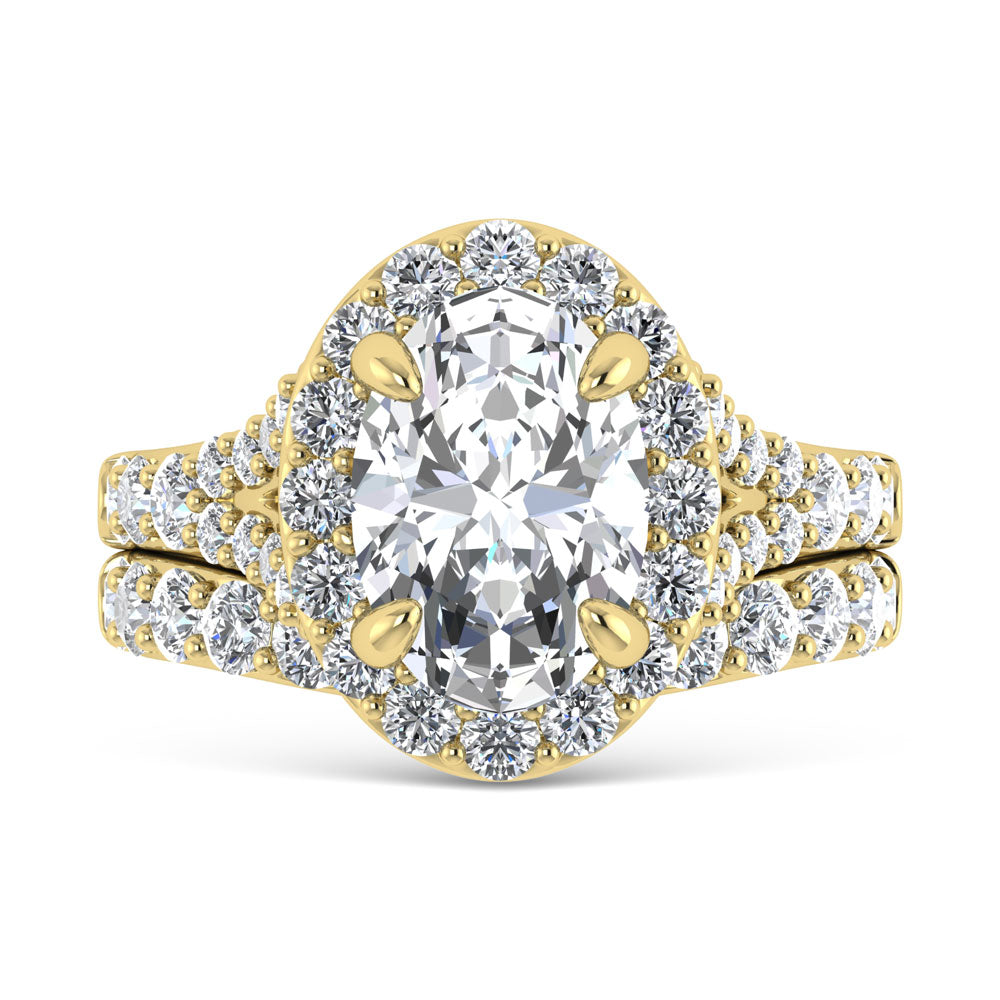 14K Yellow Gold 4 7/8 Ct.Tw. Lab Grown Diamond Bridal Ring (IGI Certified Center 3ct)