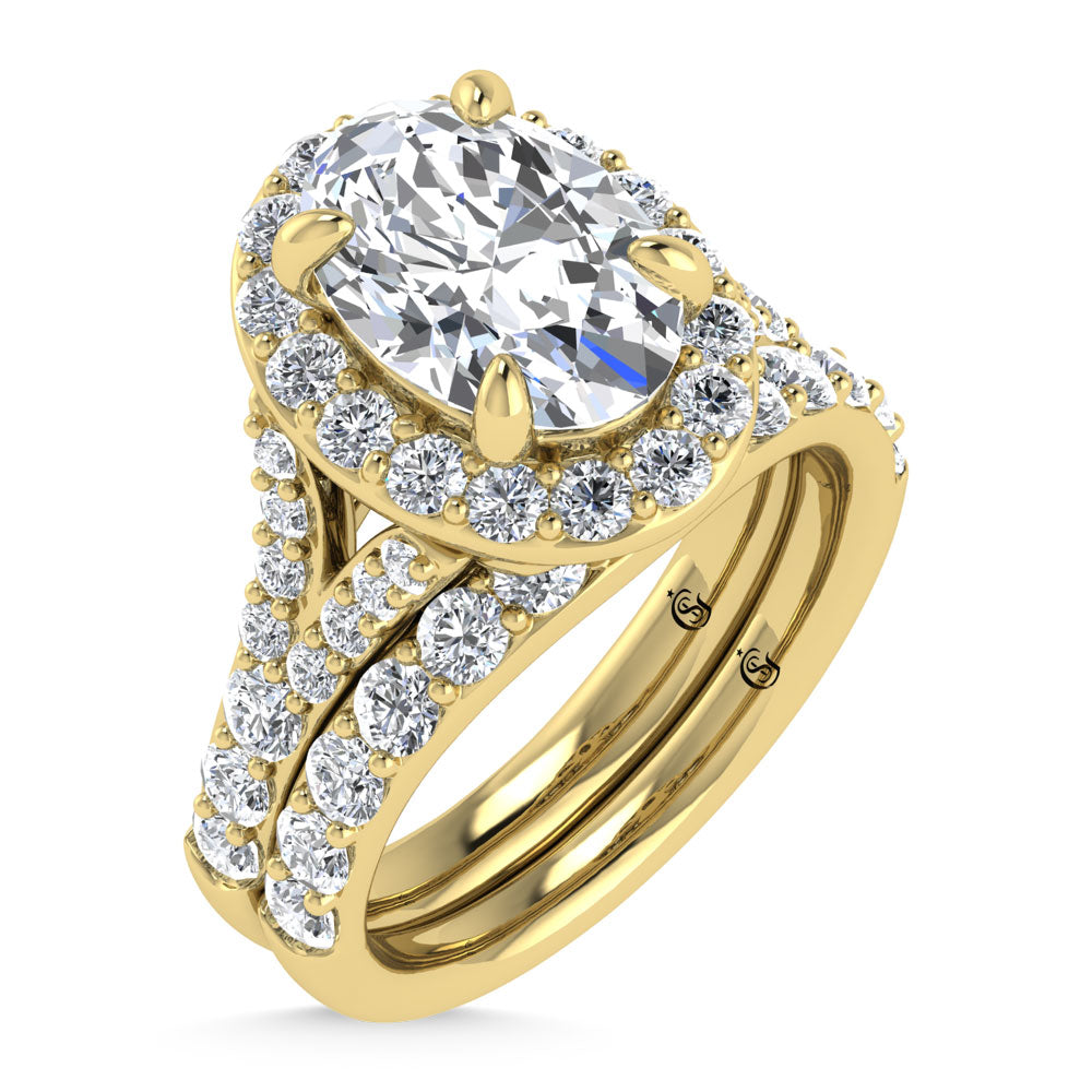 14K Yellow Gold 4 7/8 Ct.Tw. Lab Grown Diamond Bridal Ring (IGI Certified Center 3ct)