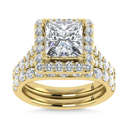 14K Yellow Gold 4 7/8 Ct.Tw. Lab Grown Diamond Bridal Ring (IGI Certified Center 3ct)