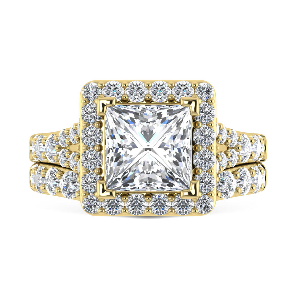 14K Yellow Gold 4 7/8 Ct.Tw. Lab Grown Diamond Bridal Ring (IGI Certified Center 3ct)