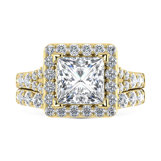 14K Yellow Gold 4 7/8 Ct.Tw. Lab Grown Diamond Bridal Ring (IGI Certified Center 3ct)