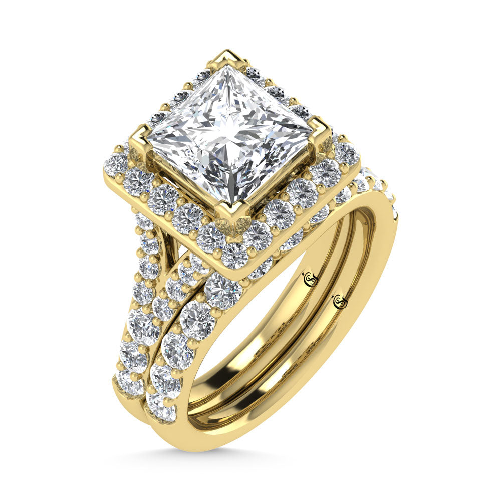 14K Yellow Gold 4 7/8 Ct.Tw. Lab Grown Diamond Bridal Ring (IGI Certified Center 3ct)