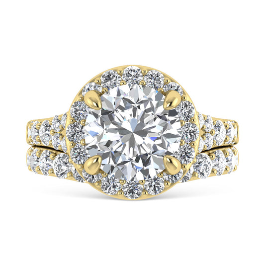 14K Yellow Gold 4 7/8 Ct.Tw. Lab Grown Diamond Bridal Ring (IGI Certified Center 3ct)