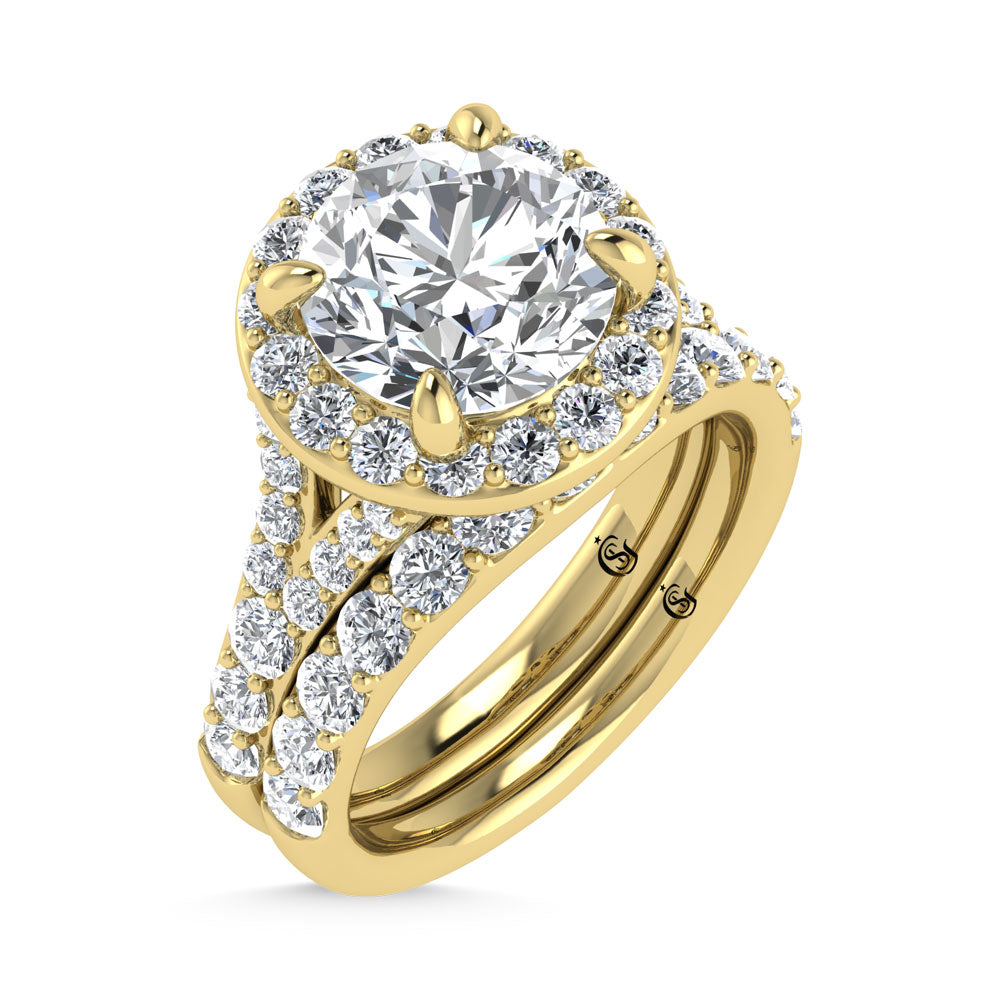 14K Yellow Gold 4 7/8 Ct.Tw. Lab Grown Diamond Bridal Ring (IGI Certified Center 3ct)