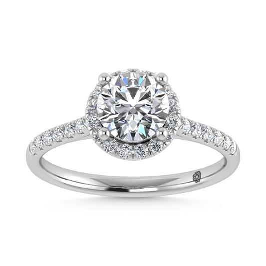 10K White Gold 1 1/4 Ct.Tw. Lab Grown Diamond Halo Engagement Ring (IGI Certified Center 1 CT)