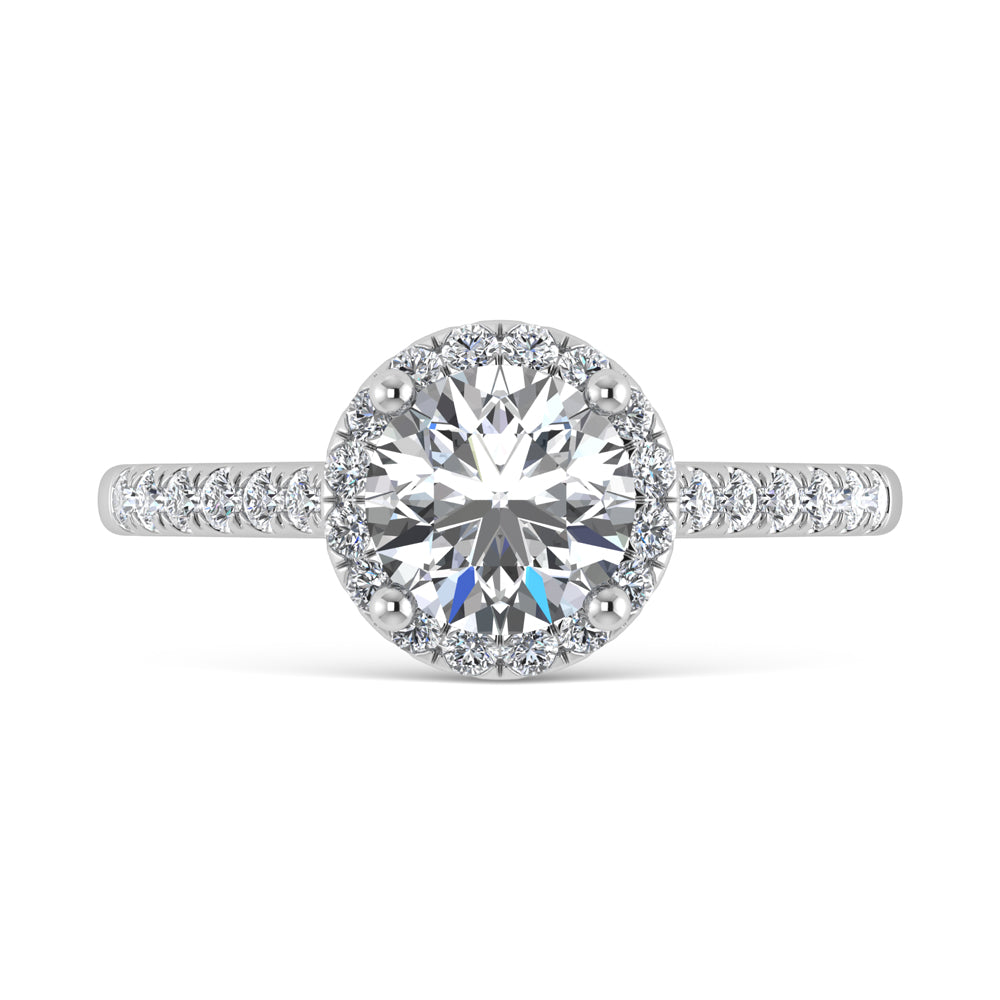 10K White Gold 1 1/4 Ct.Tw. Lab Grown Diamond Halo Engagement Ring (IGI Certified Center 1 CT)