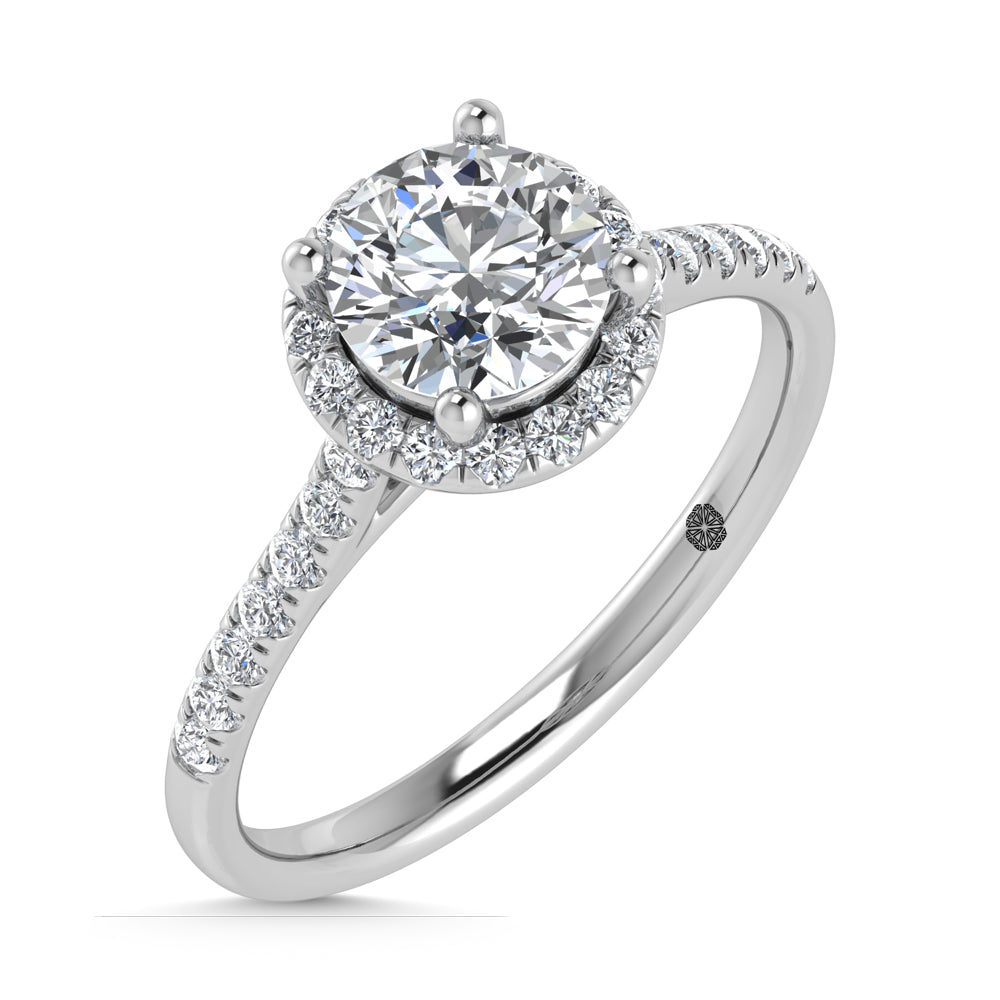 10K White Gold 1 1/4 Ct.Tw. Lab Grown Diamond Halo Engagement Ring (IGI Certified Center 1 CT)