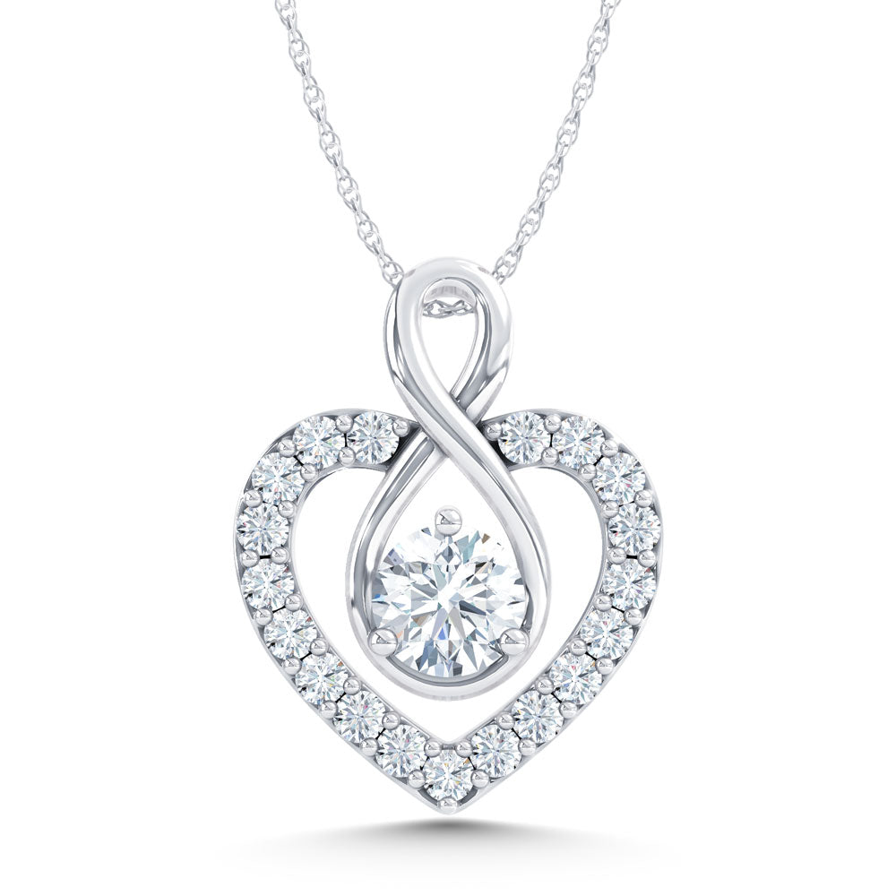 10K White Gold Lab Grown Diamond 1 Ct.Tw. Heart Pendant
