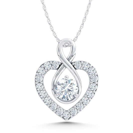10K White Gold Lab Grown Diamond 1 Ct.Tw. Heart Pendant